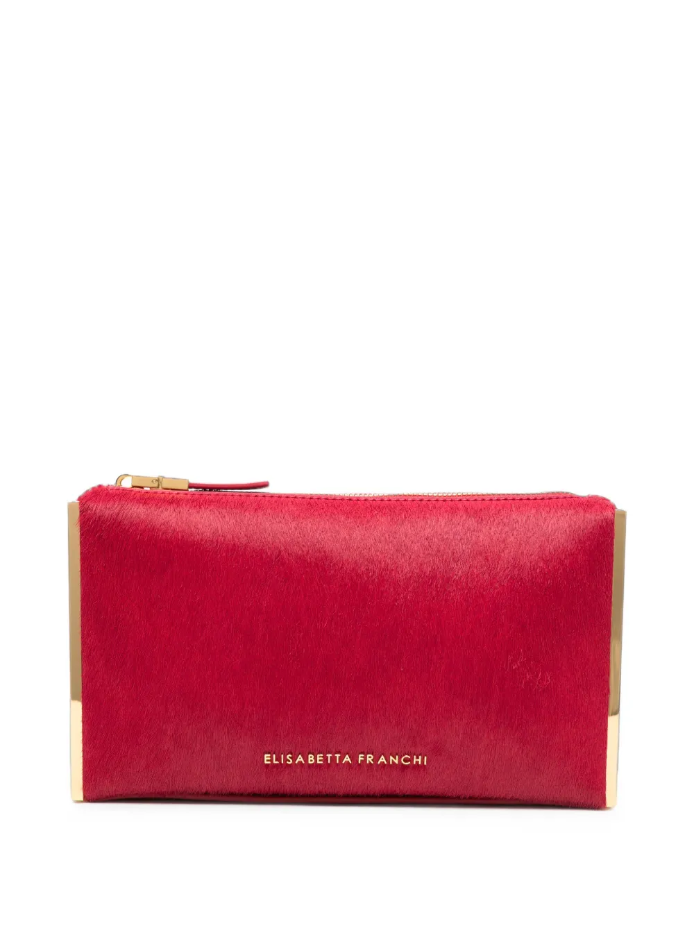 Elisabetta Franchi calf-hair logo-lettering tote bag - Rosso