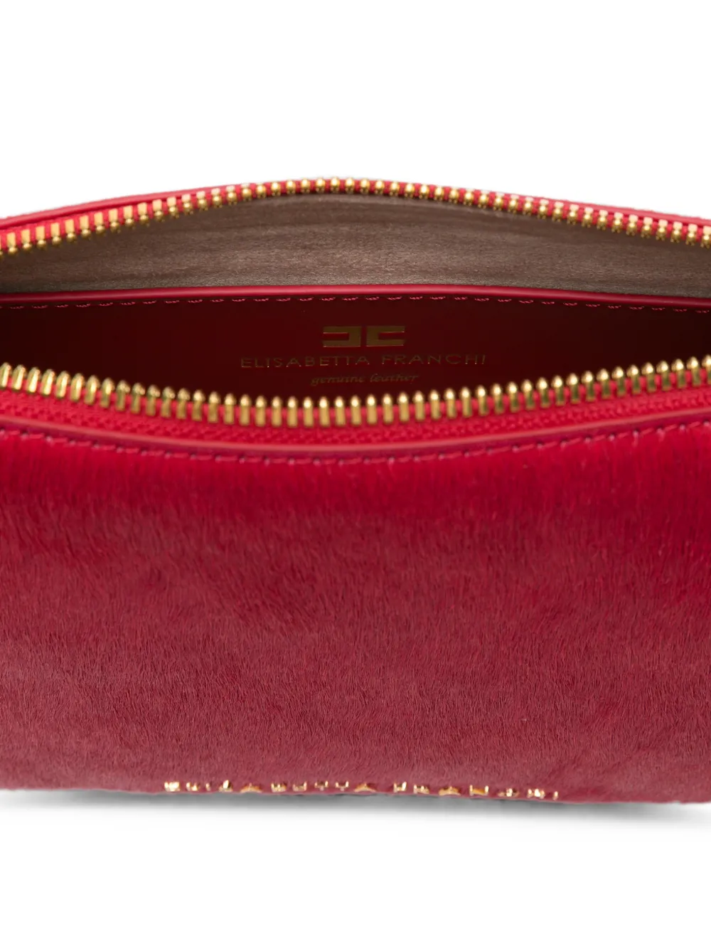 Elisabetta Franchi calf-hair logo-lettering tote bag Rood
