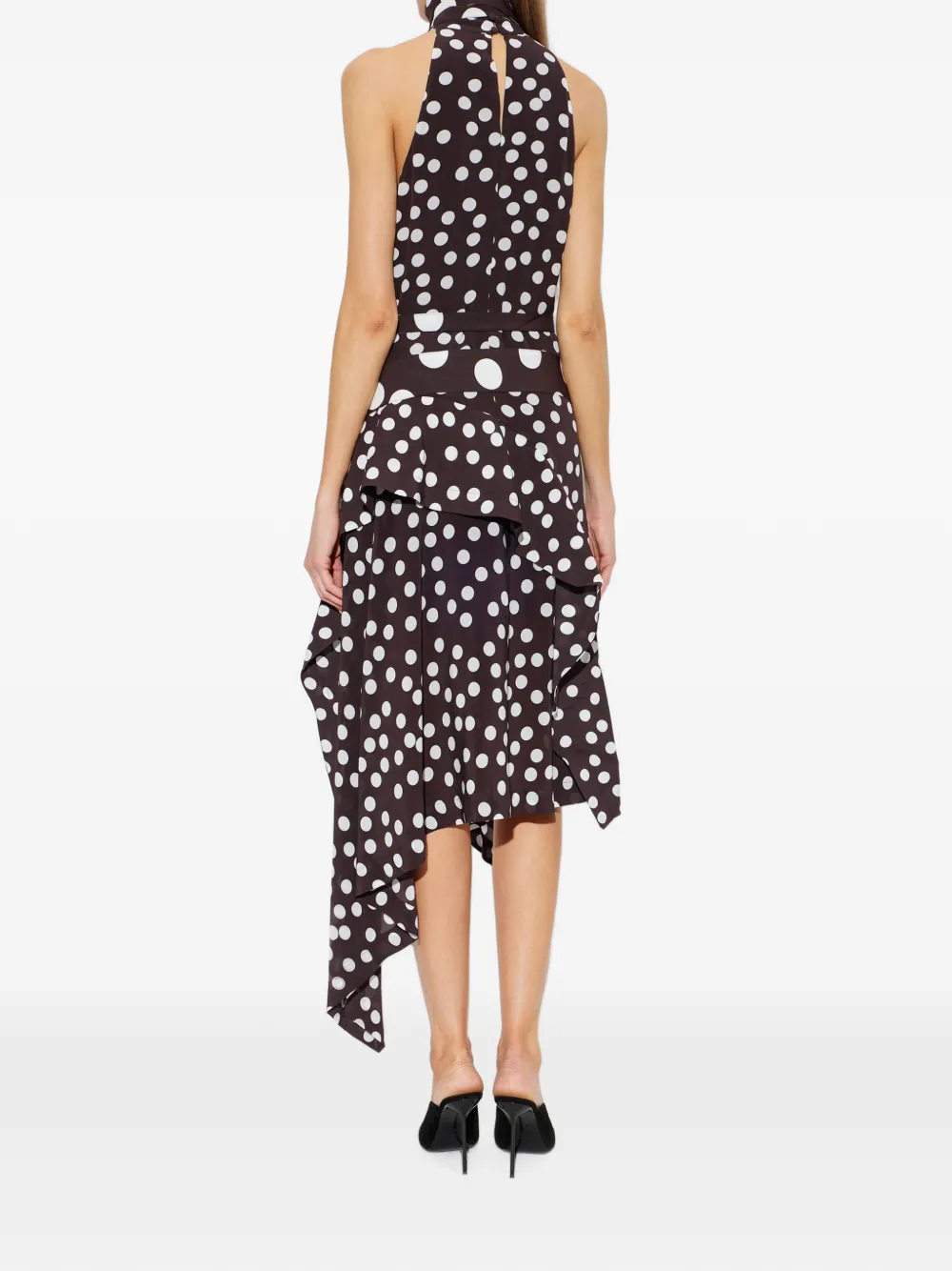IRO Delila asymmetrische midi-jurk met stippen Bruin