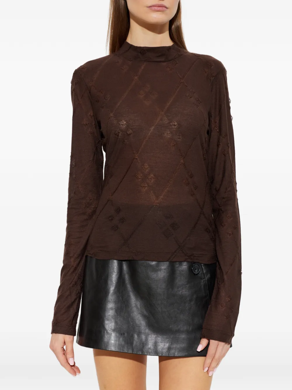 IRO Heavenly top met diamantpatroon Bruin