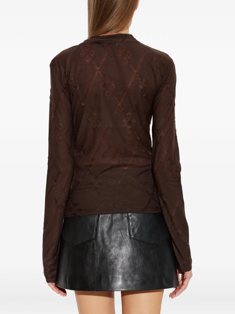 IRO Heavenly top met diamantpatroon Bruin