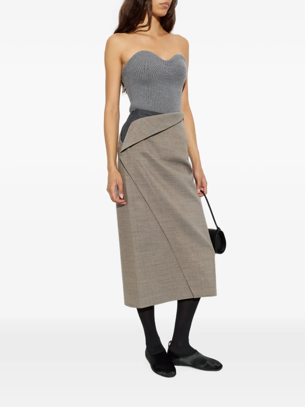 Jil Sander check wrap-style skirt Beige
