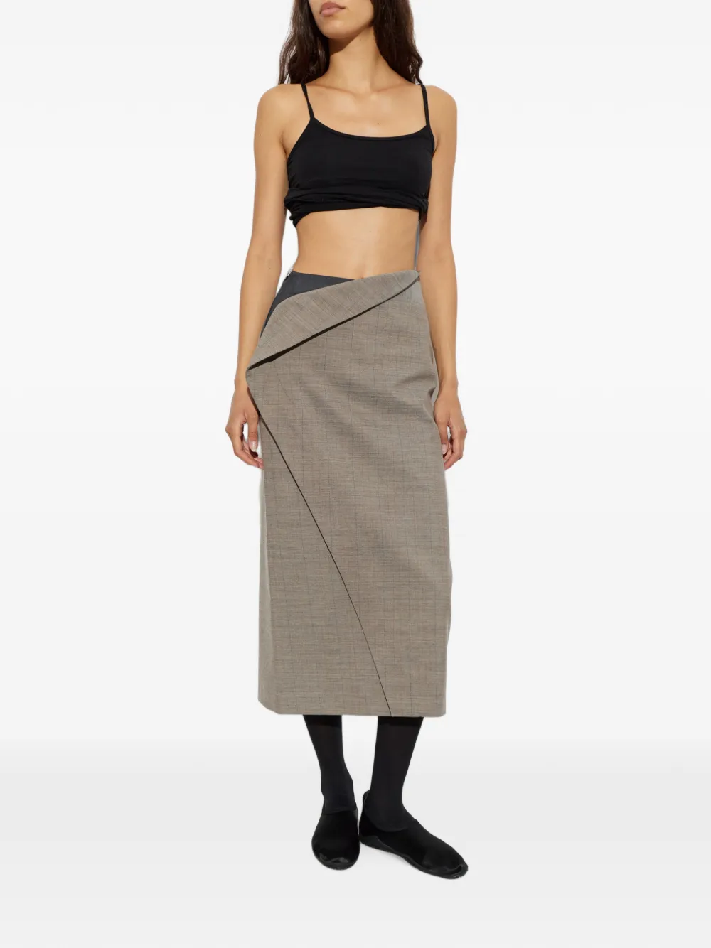 Jil Sander check wrap-style skirt Beige