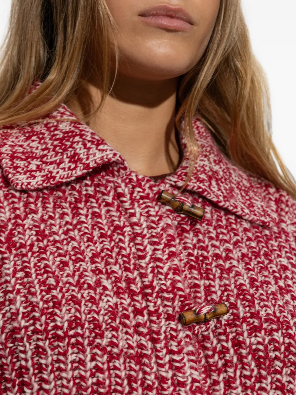 MARANT ÉTOILE Chunky gebreid vest met houtje-touwtje sluiting Rood
