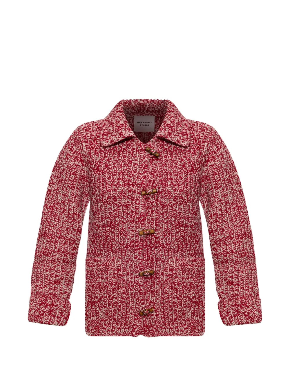 MARANT ÉTOILE toggle-fastening chunky-knit cardigan - Rosso