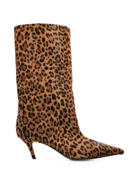 Amina Muaddi botas altas Fiona con motivo de leopardo