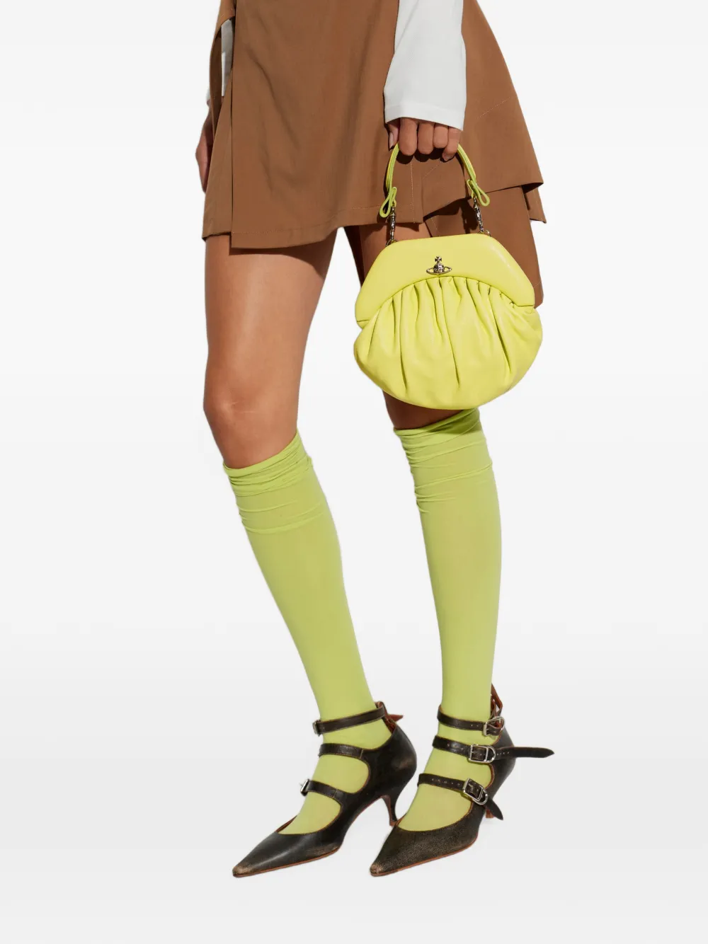 Vivienne Westwood Brooke gesmockte leren shopper Groen