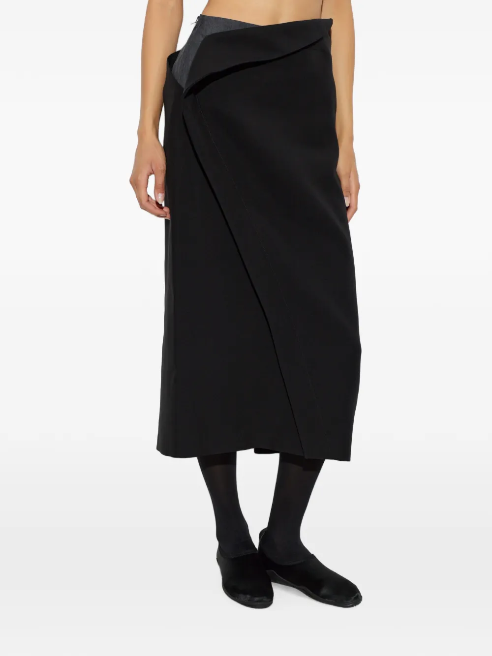 Jil Sander Asymmetrische rok met gelaagd detail Zwart