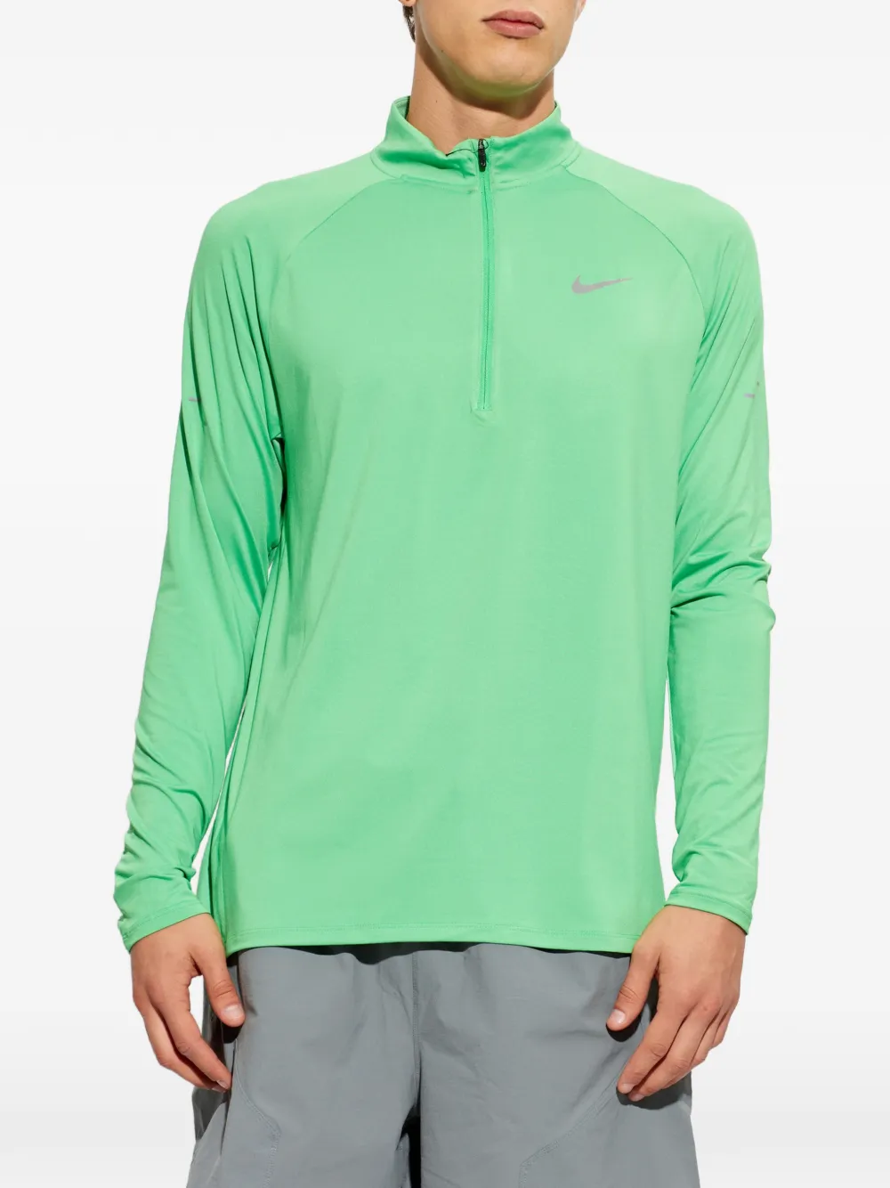 Nike logo-print zip-neck sweater Groen