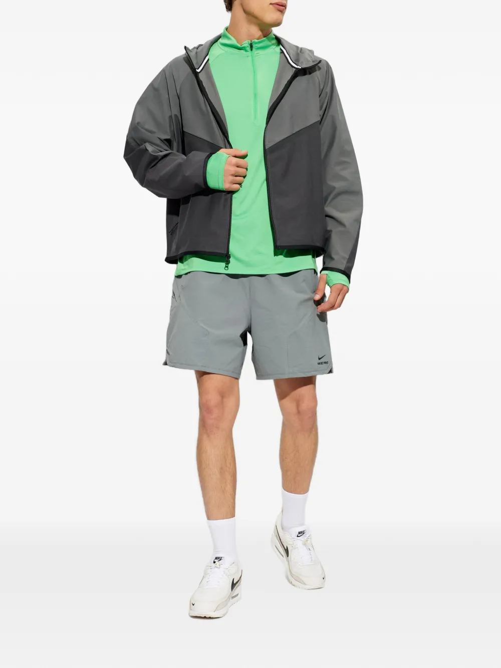 Nike logo-print zip-neck sweater Groen