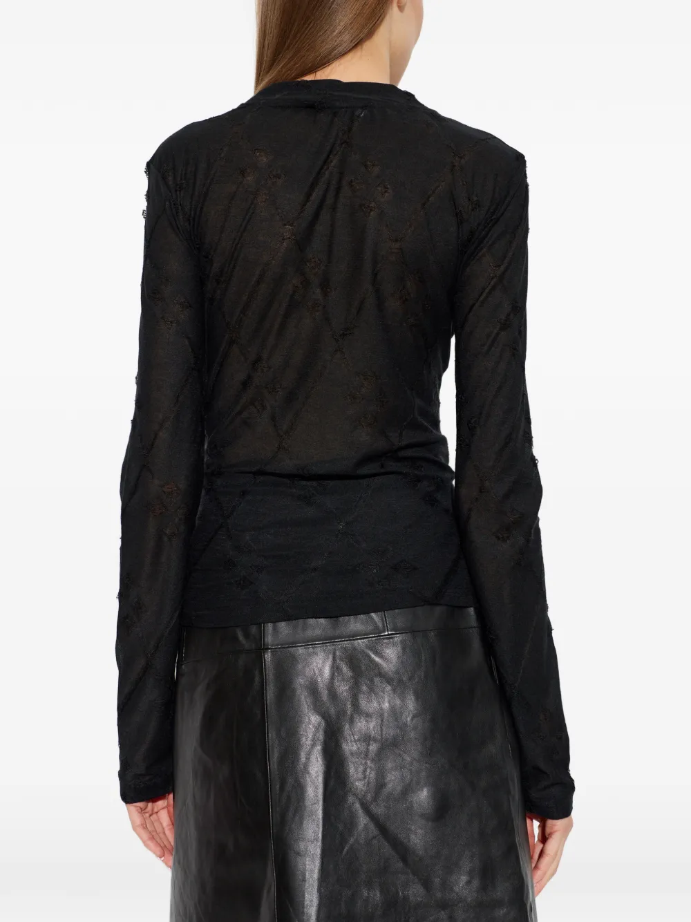 IRO Heavenly top met argyle-patroon Zwart