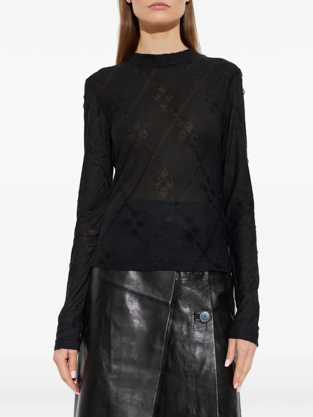 IRO Heavenly top met argyle-patroon Zwart