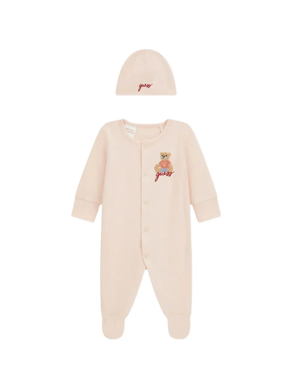 guess kids logo-embroidered ribbed babygrow set (set of two) - Rosa