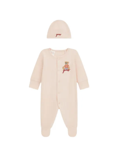 guess kids trousseau de naissance en maille côtelée à logo brodé (deux pièces)