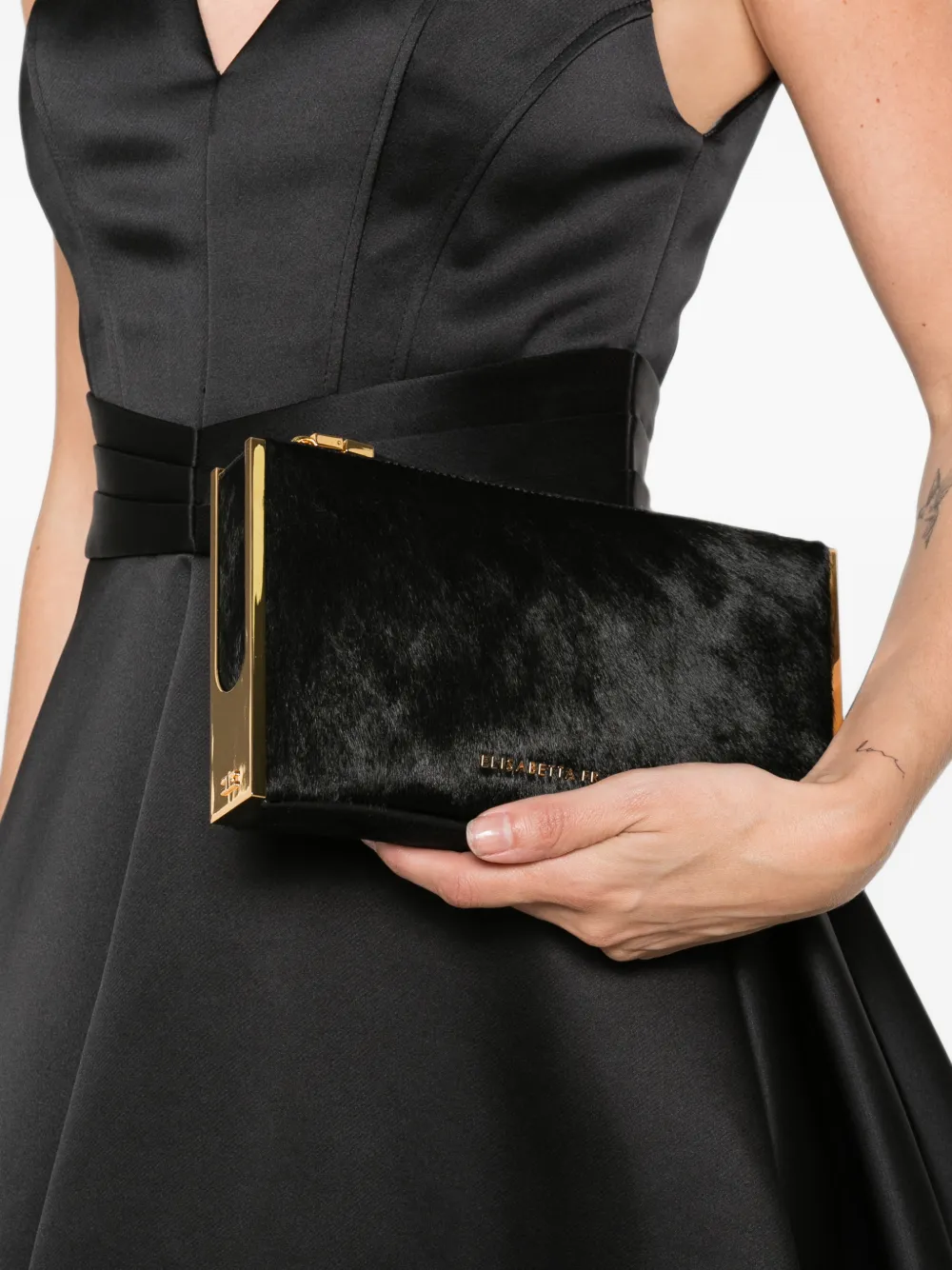 Elisabetta Franchi Leren clutch Zwart
