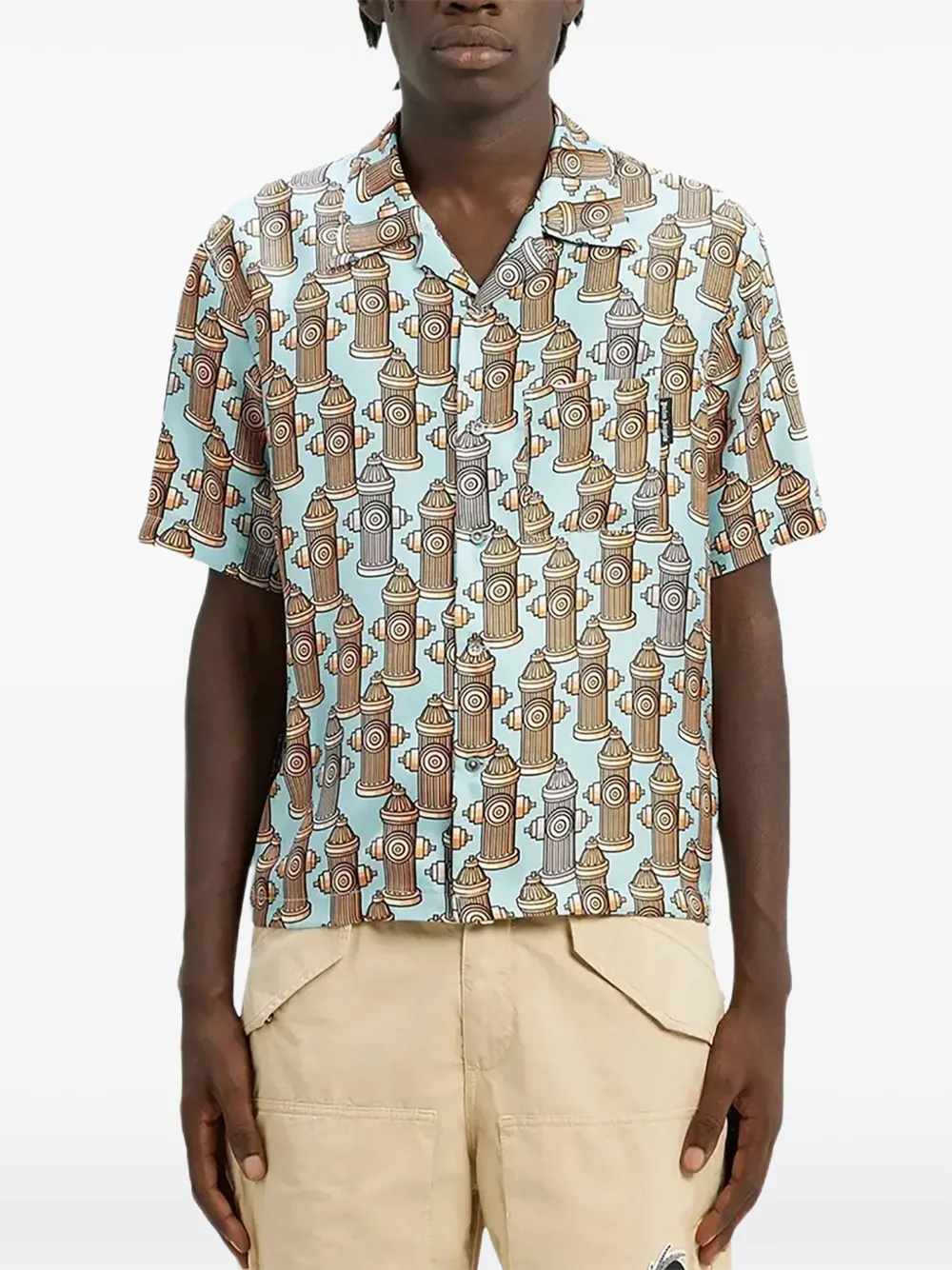 Palm Angels fire hydrant-print shirt - Blu