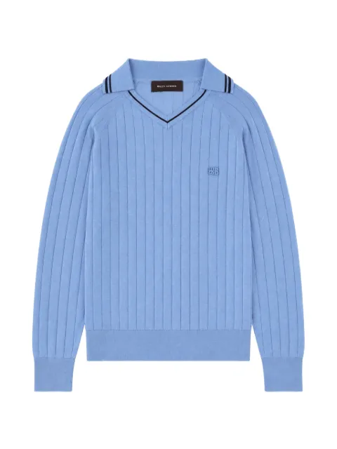 Wales Bonner ribbed-knit long-sleeve polo shirt