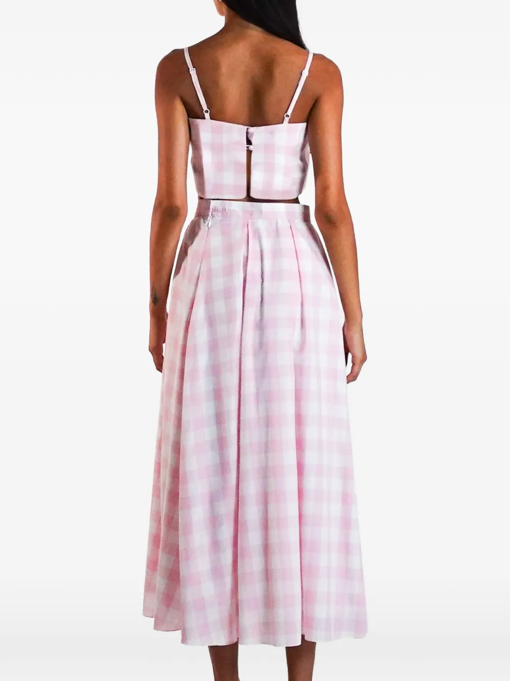AZEEZA Walton cropped top met gingham-ruit Roze