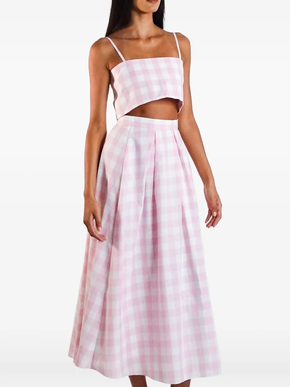 AZEEZA Walton cropped top met gingham-ruit Roze