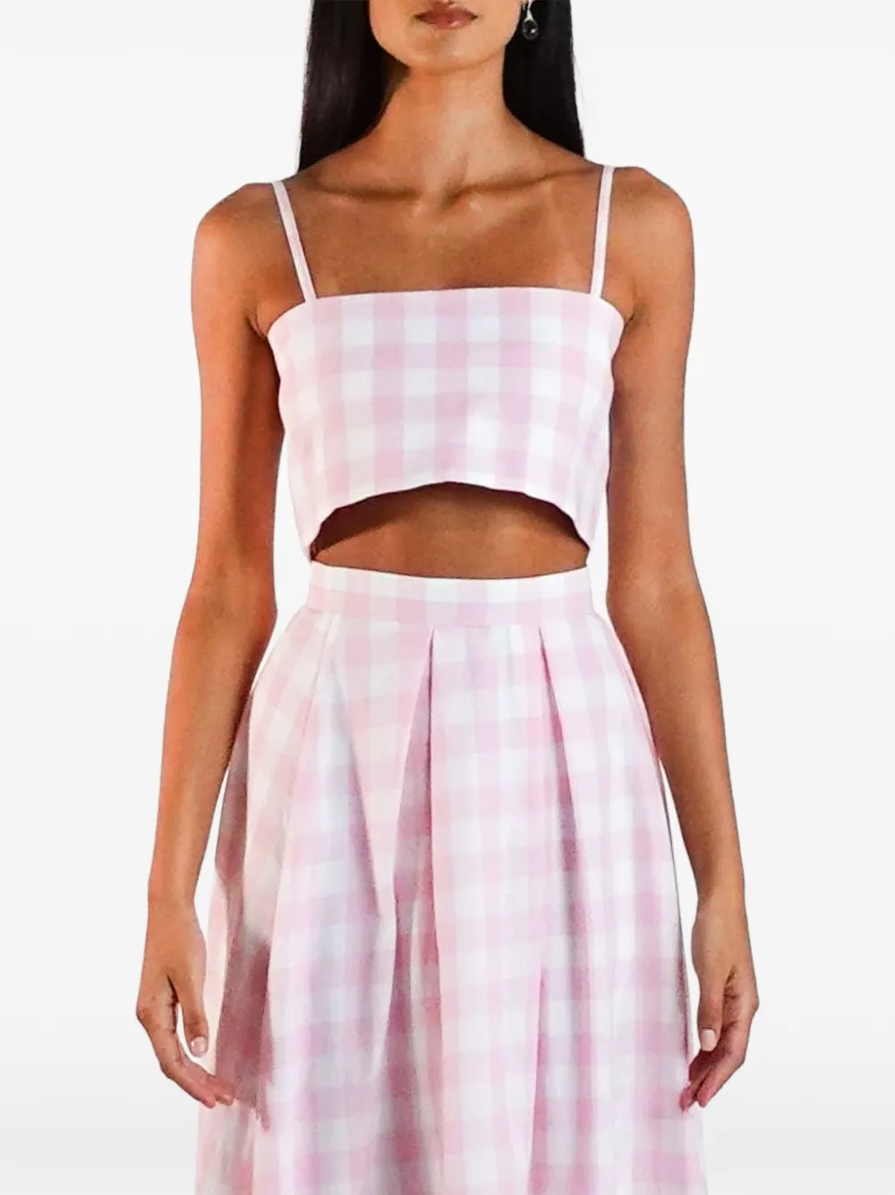 AZEEZA Walton cropped top met gingham-ruit Roze