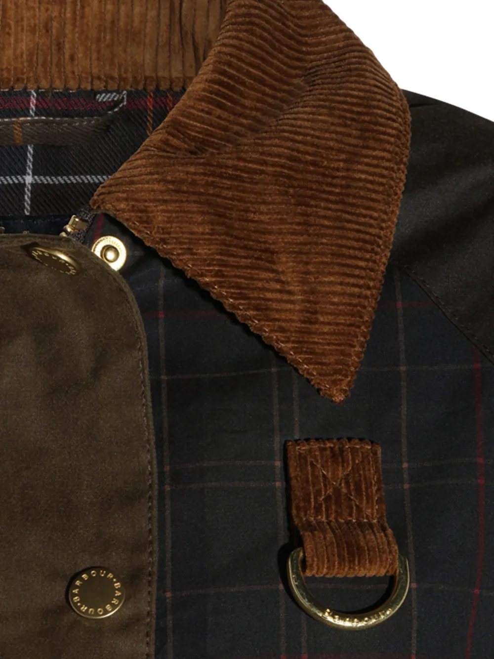 Barbour Irene check-pattern corduroy-collar jacket Groen