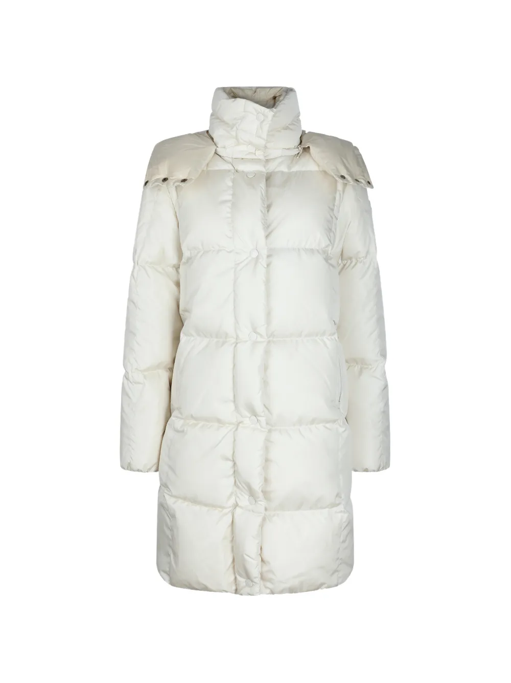 Moncler Litte Quilted Hooded Coat In White