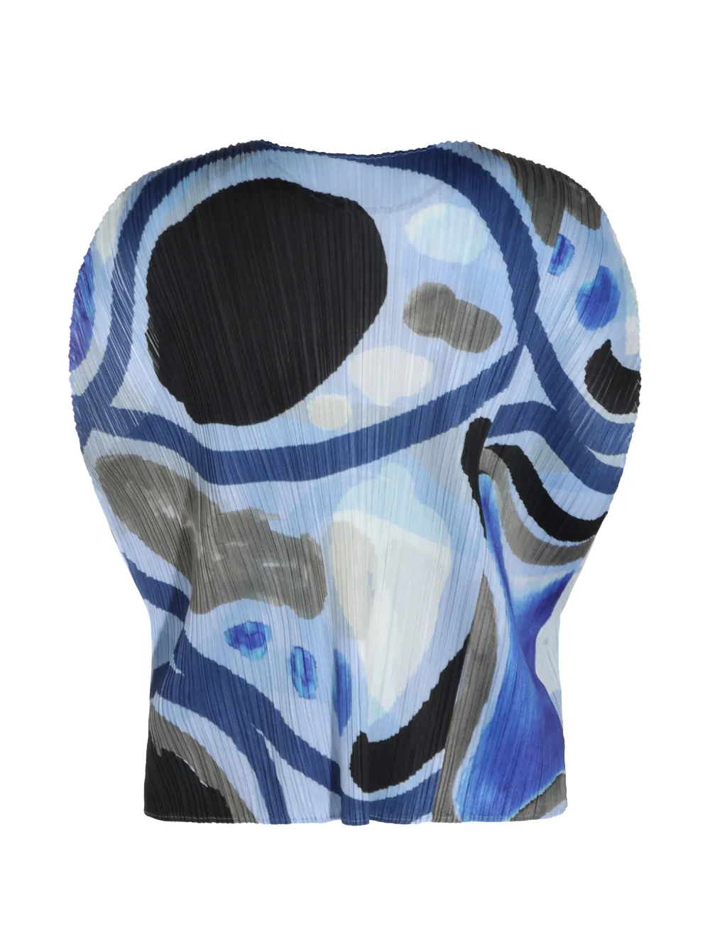 Pleats Please Issey Miyake Roll geplooide blouse met abstracte print Blauw