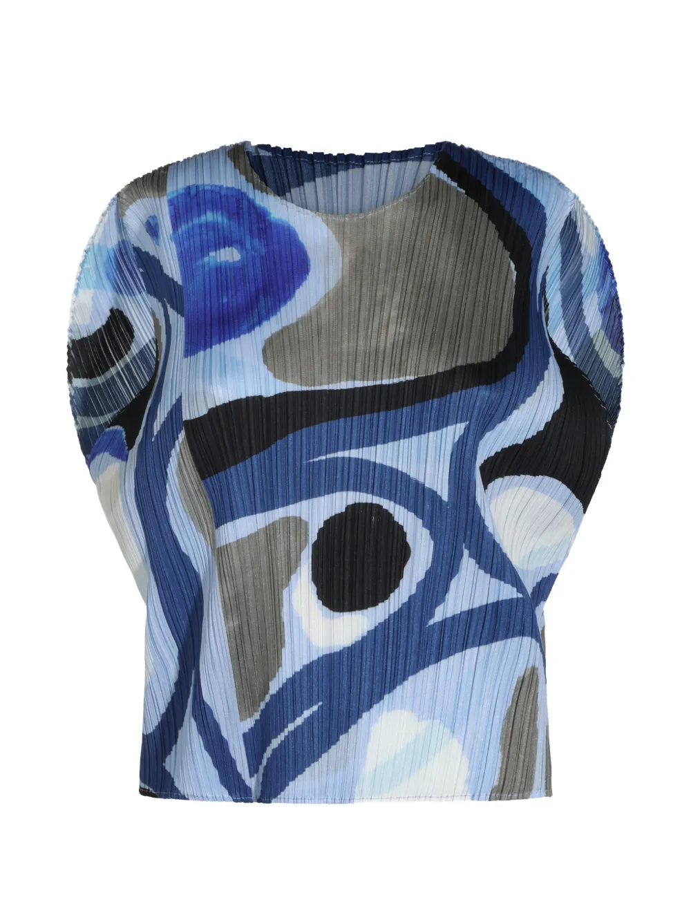 Pleats Please Issey Miyake Roll abstract-print pleated blouse - Blu