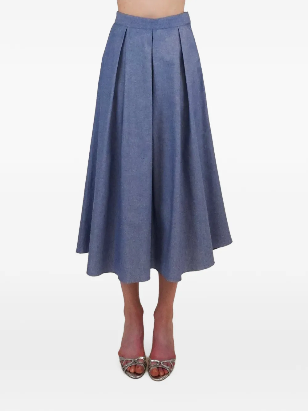 AZEEZA Sheridan midi-plooirok Blauw