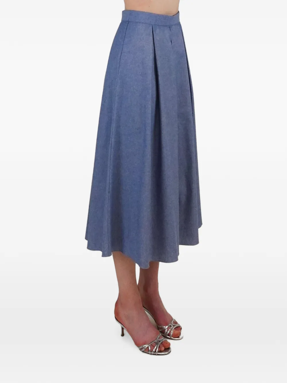 AZEEZA Sheridan midi-plooirok Blauw