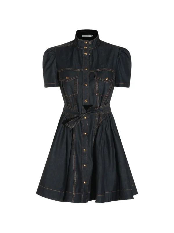 black belted denim dress ZIMMERMANN | Blue Size:36 ( For 39-40 inch natural waist) HARD-TAGGED-TW-4.29.25 Reedy Lace Mini Dress Midi dress with White House Black Market