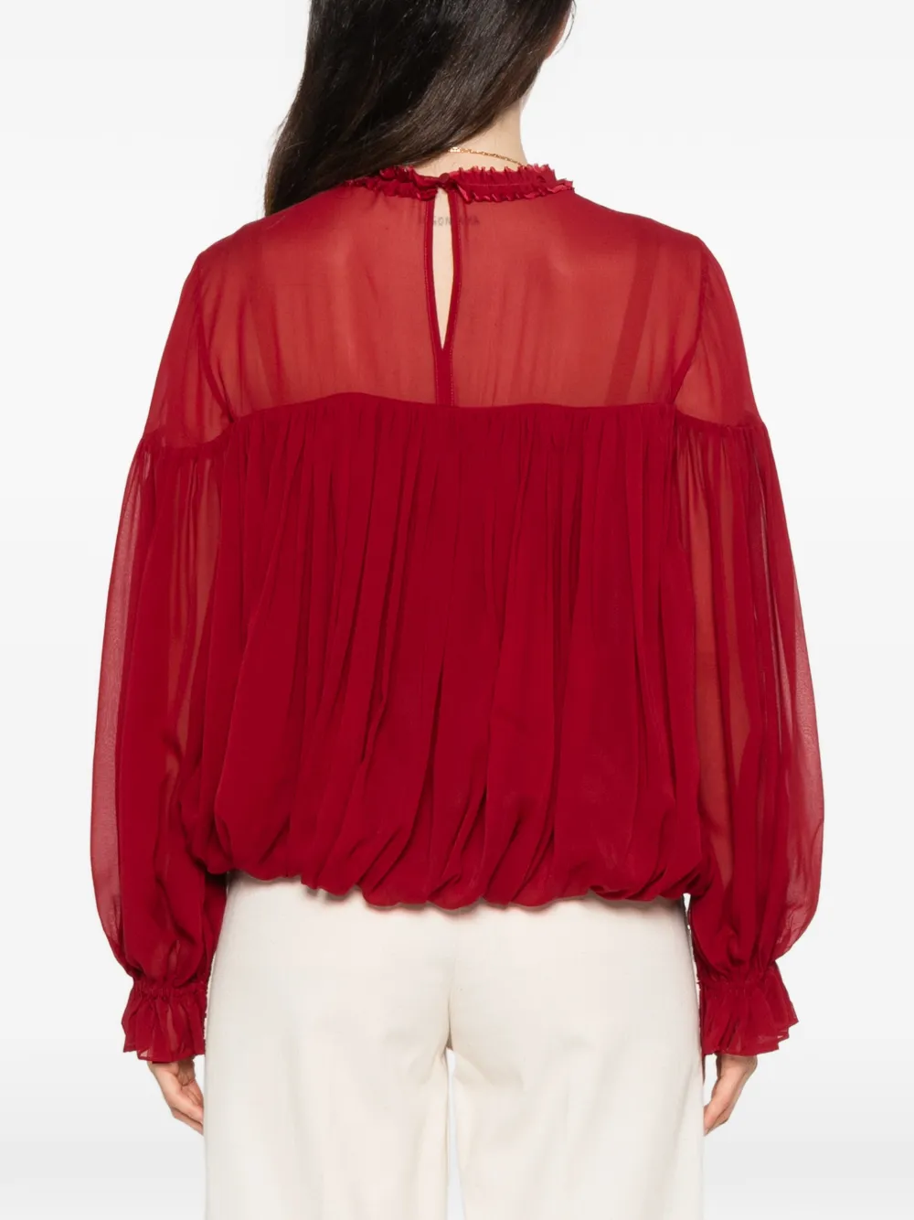 Ulla Johnson Zijden blouse met ruches en parel Rood