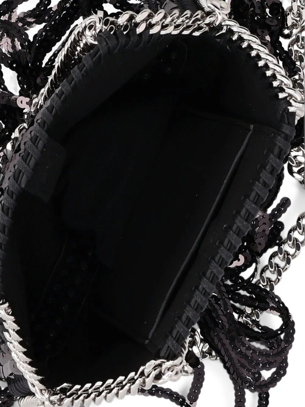 Stella McCartney Falabella schoudertas met pailletten en franje Zwart