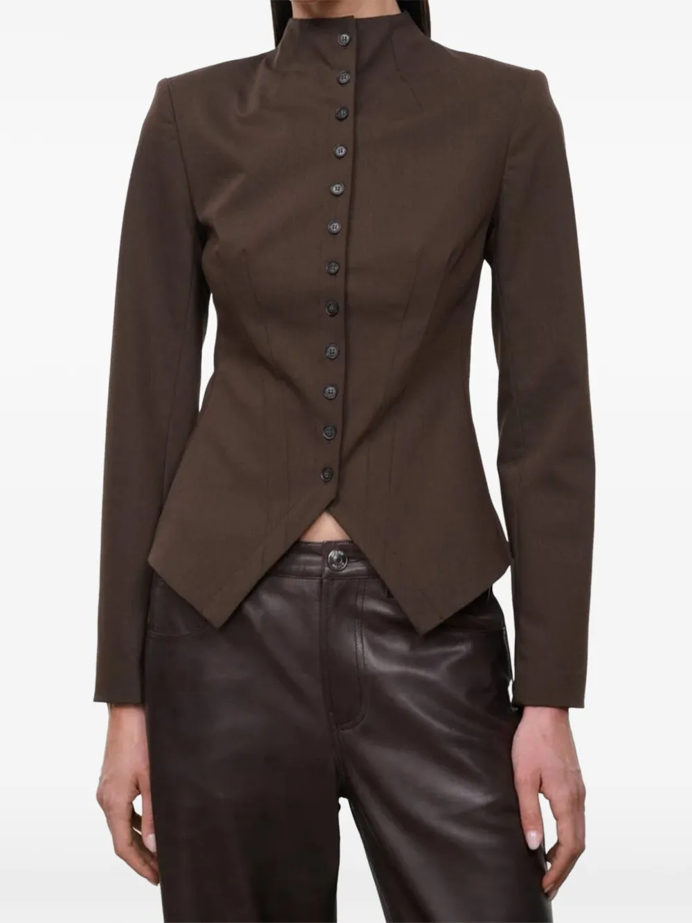 Staud Adrian Button-up Jacket In Brown