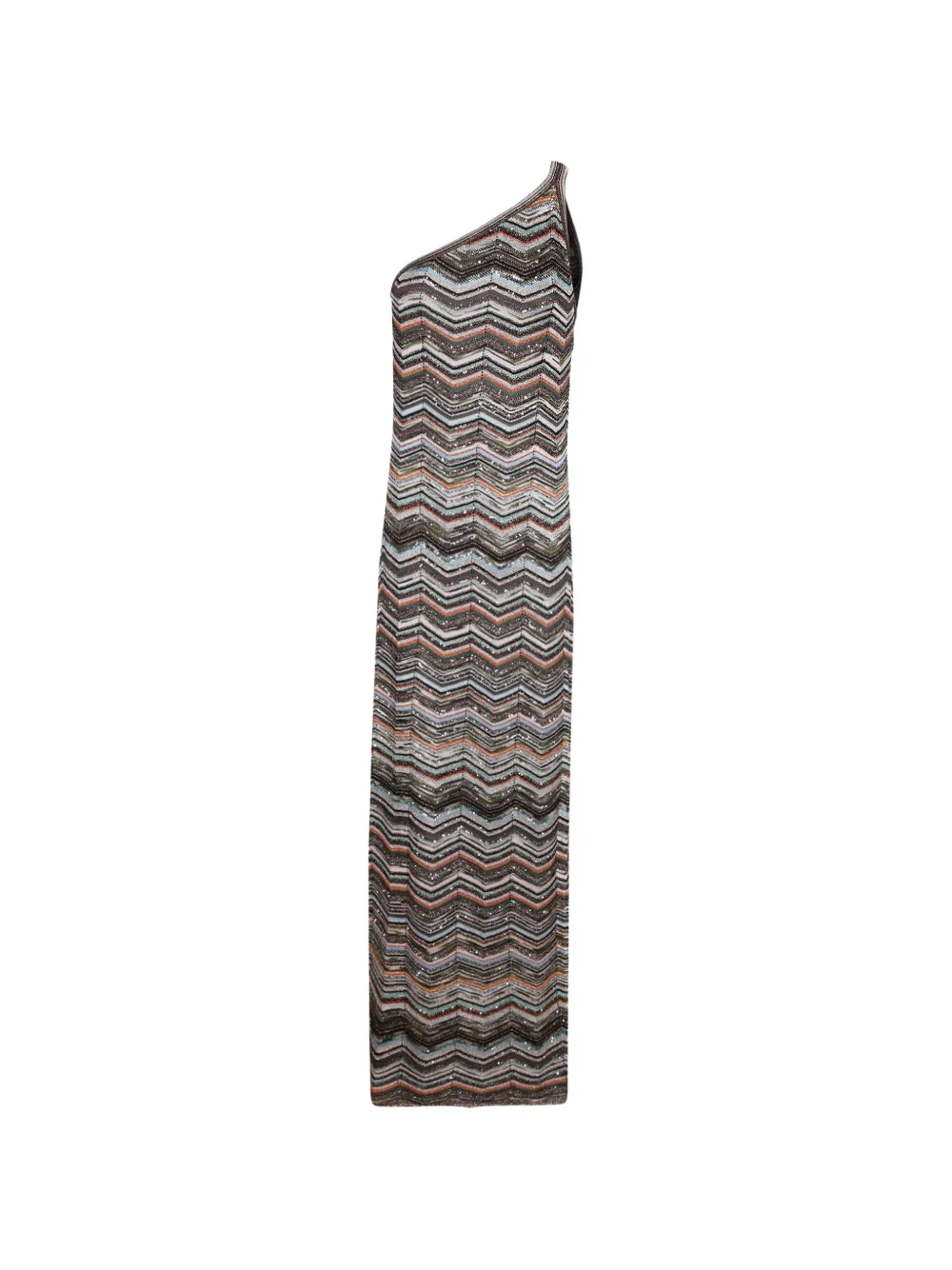 Missoni Jurk verfraaid met pailletten en zigzag patroon Bruin