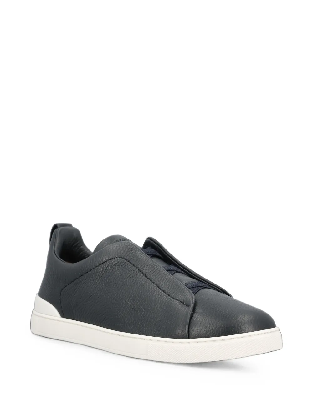 Zegna navy blue deerskin Triple Stitch™ sneakers Blauw