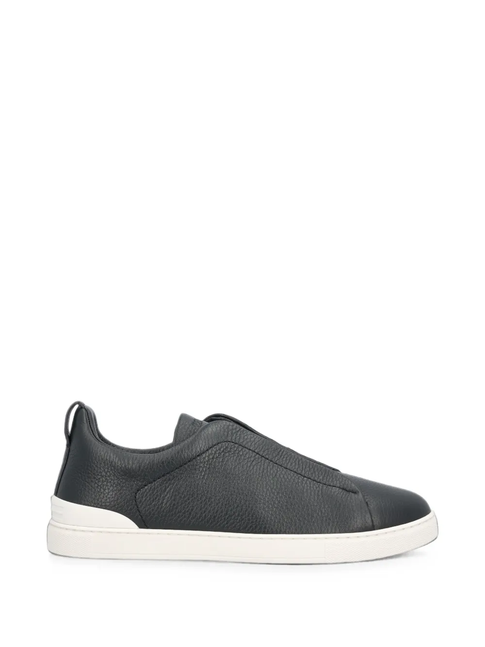 Zegna navy blue deerskin Triple Stitch™ sneakers Blauw