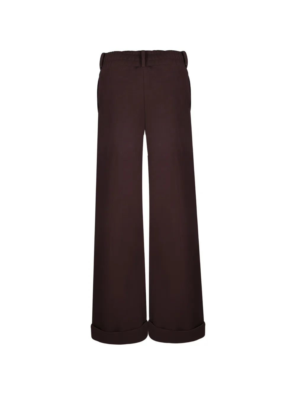 OWN Broek met doorgestikte plooien en omgeslagen pijpen Bruin