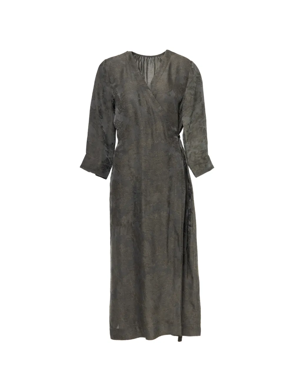 Uma Wang Anthea jacquard-pattern wrap midi dress - Grigio