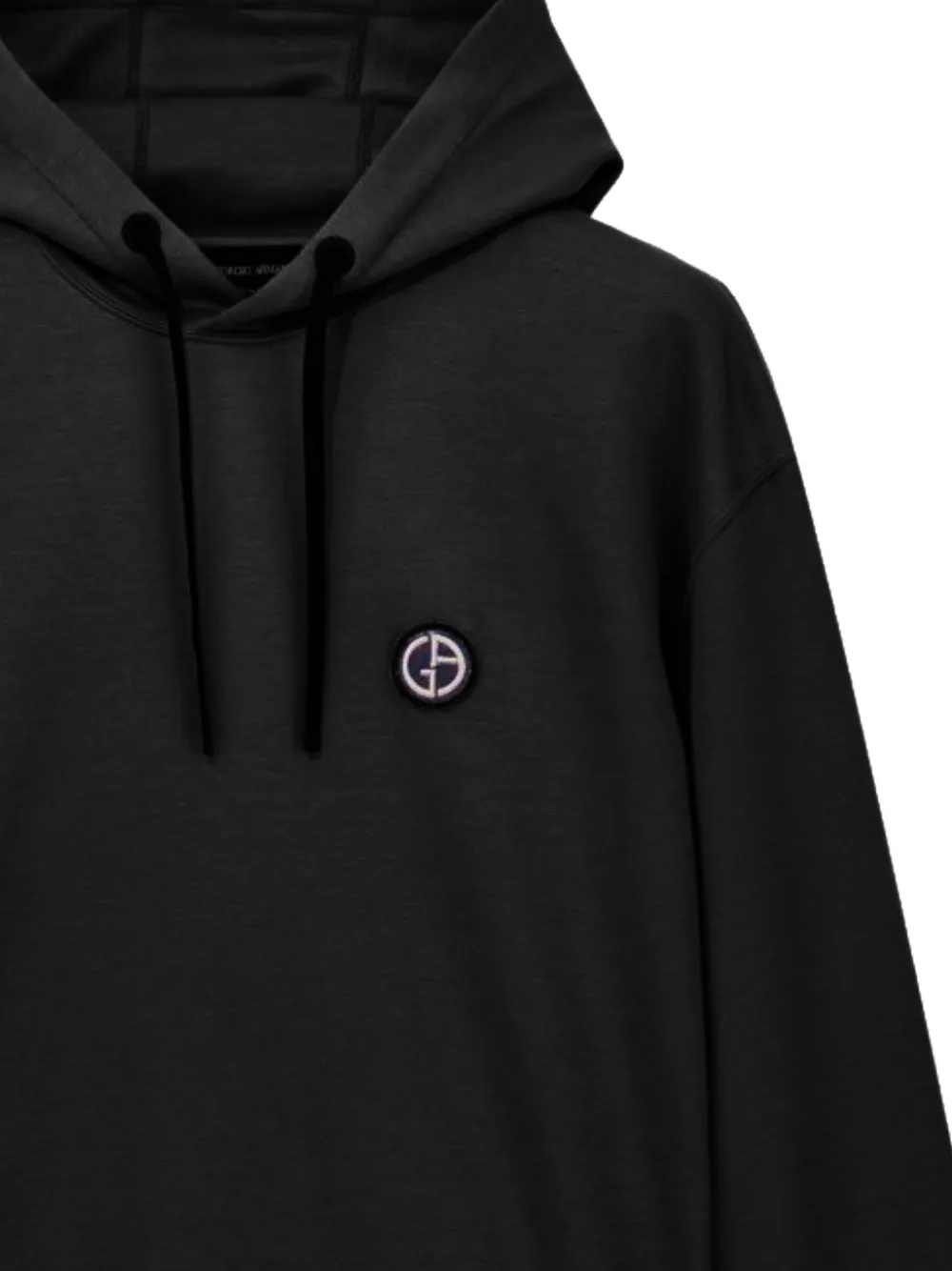 Giorgio Armani logo-patch drawstring hoodie Zwart