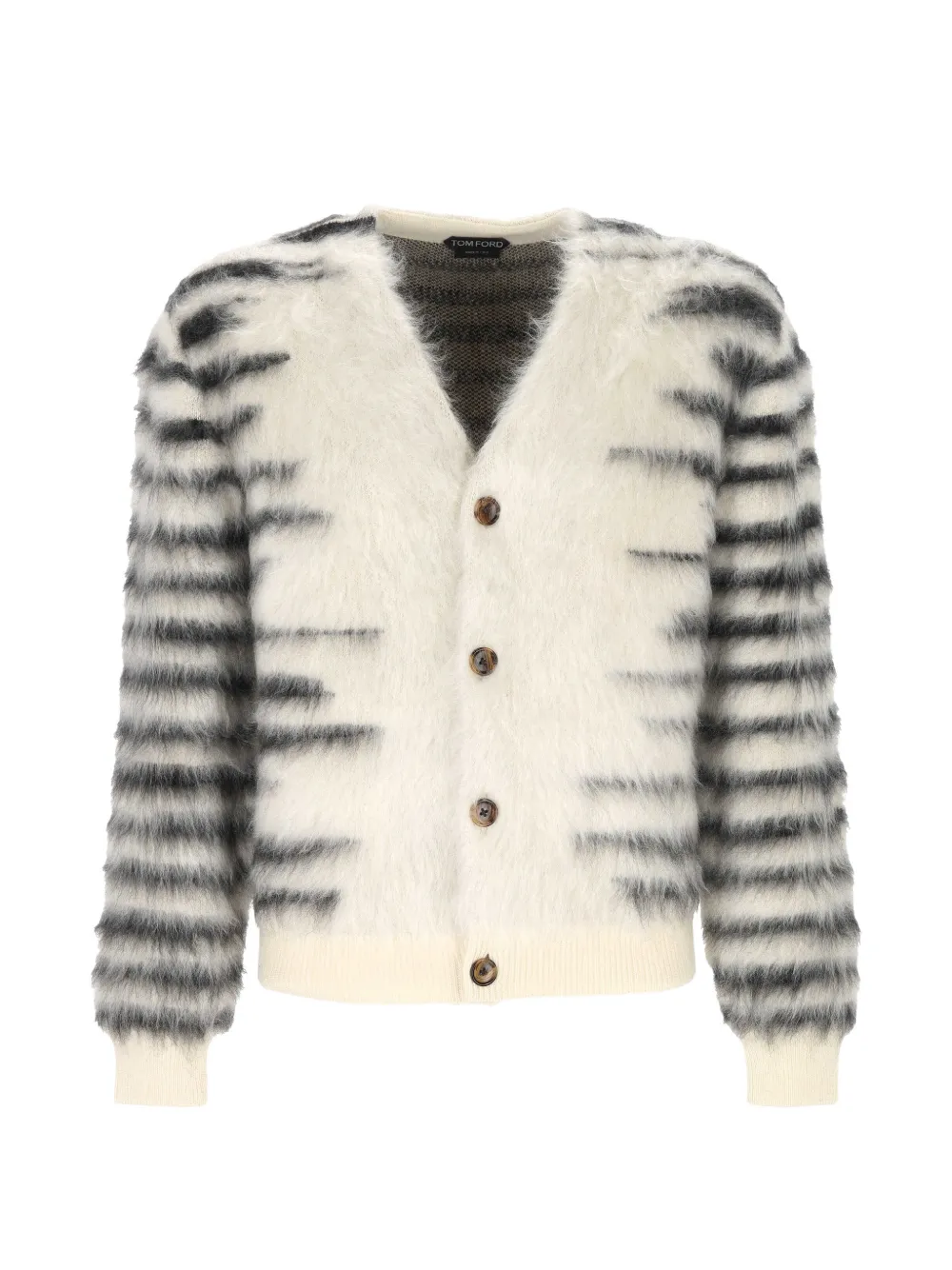 TOM FORD striped mohair-blend cardigan Wit