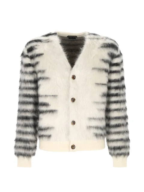 TOM FORD striped mohair-blend cardigan