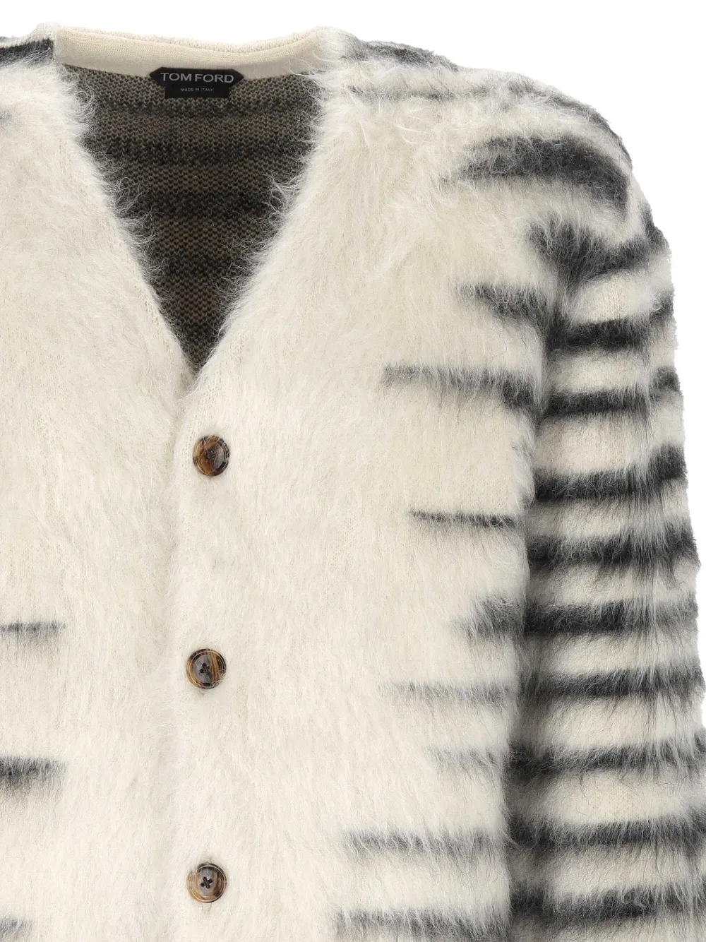 TOM FORD striped mohair-blend cardigan Wit