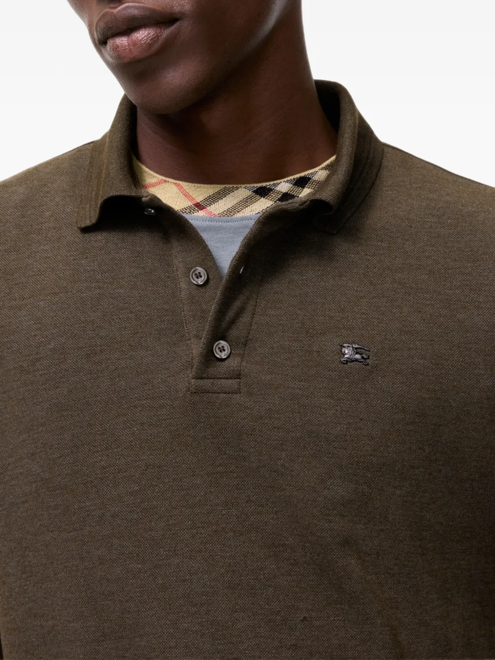 Burberry long-sleeve wool-cotton polo shirt Bruin