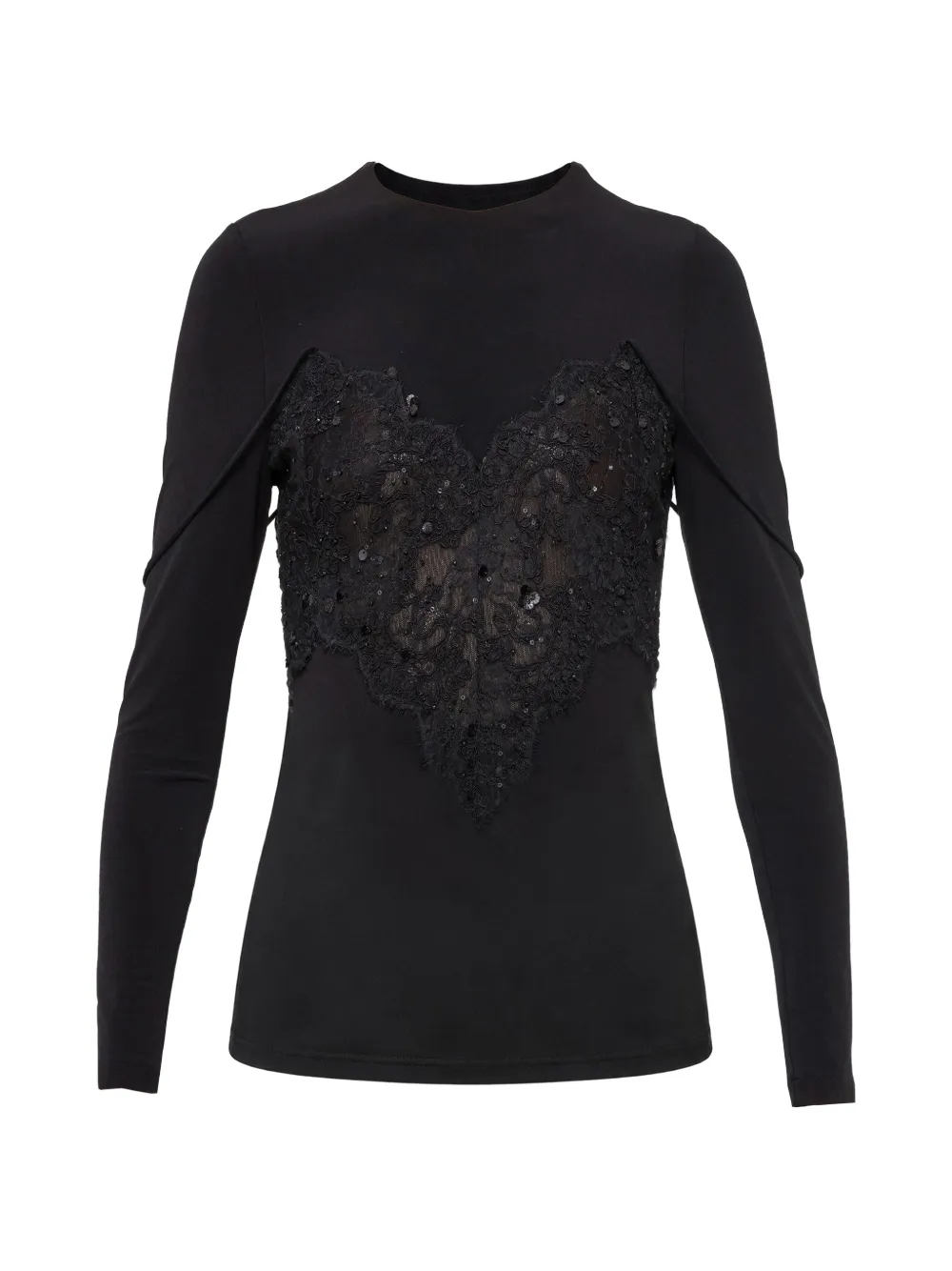 NISSA tencel and wool lace corset top - Nero