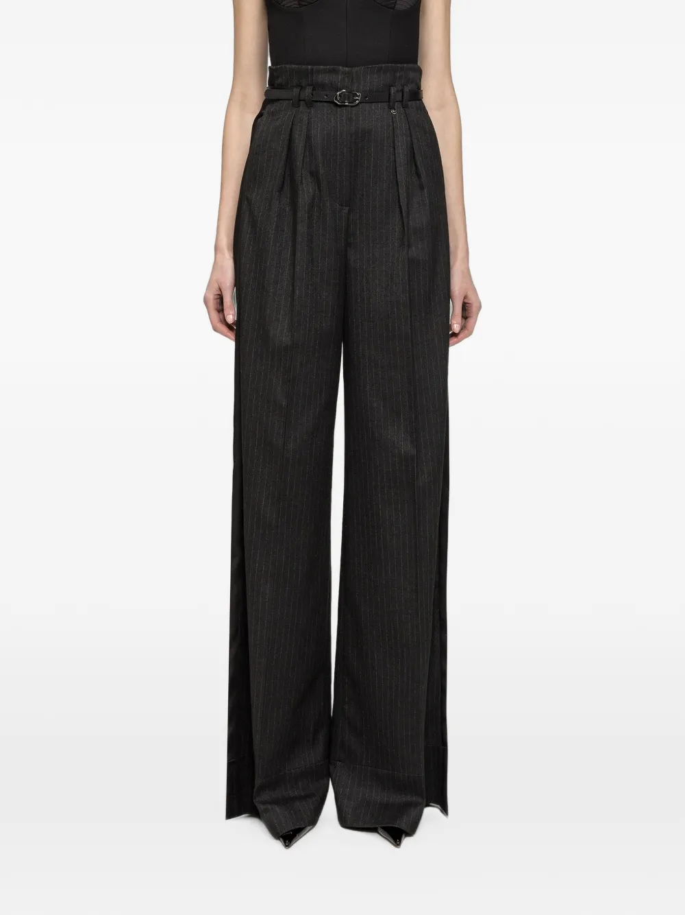 NISSA pinstripe wide-leg pants - Grigio