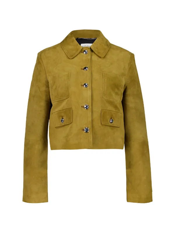 Altuzarra Astley Buttoned Suede Jacket in Yellow