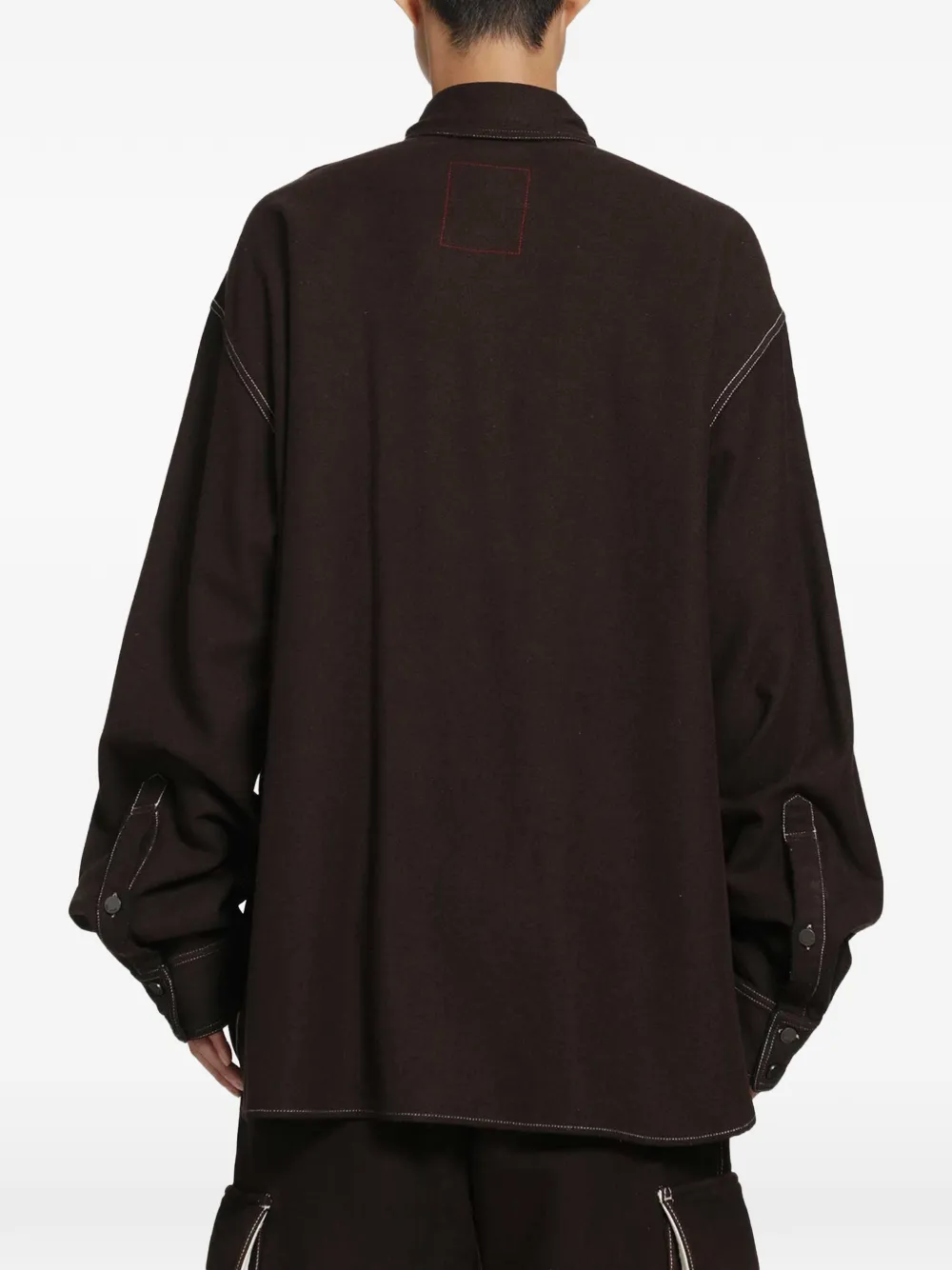 Uma Wang Tavis oversized overhemd met contrasterende stiksels Bruin