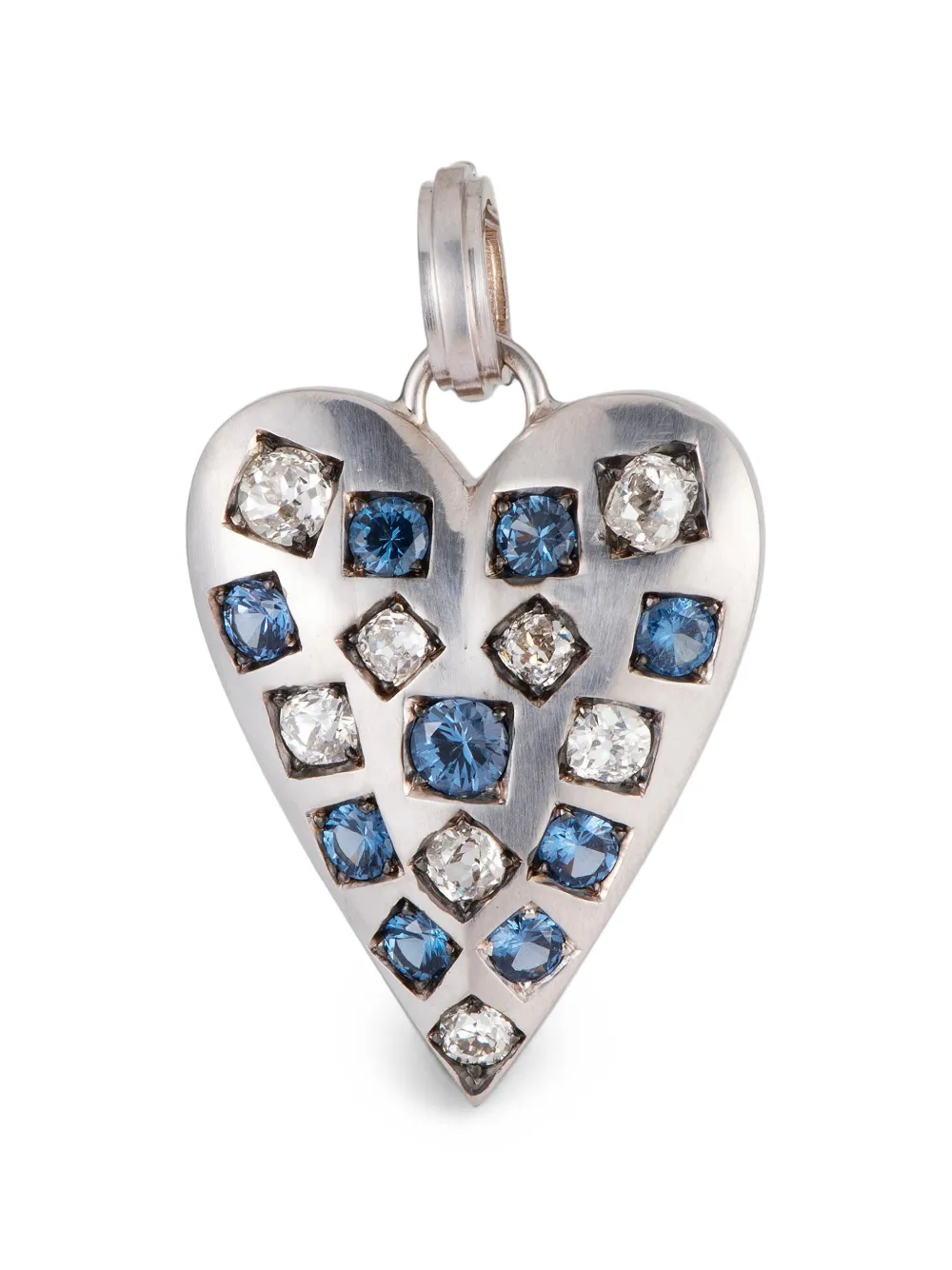 Sylva & Cie diamond and sapphire heart pendant - Argento