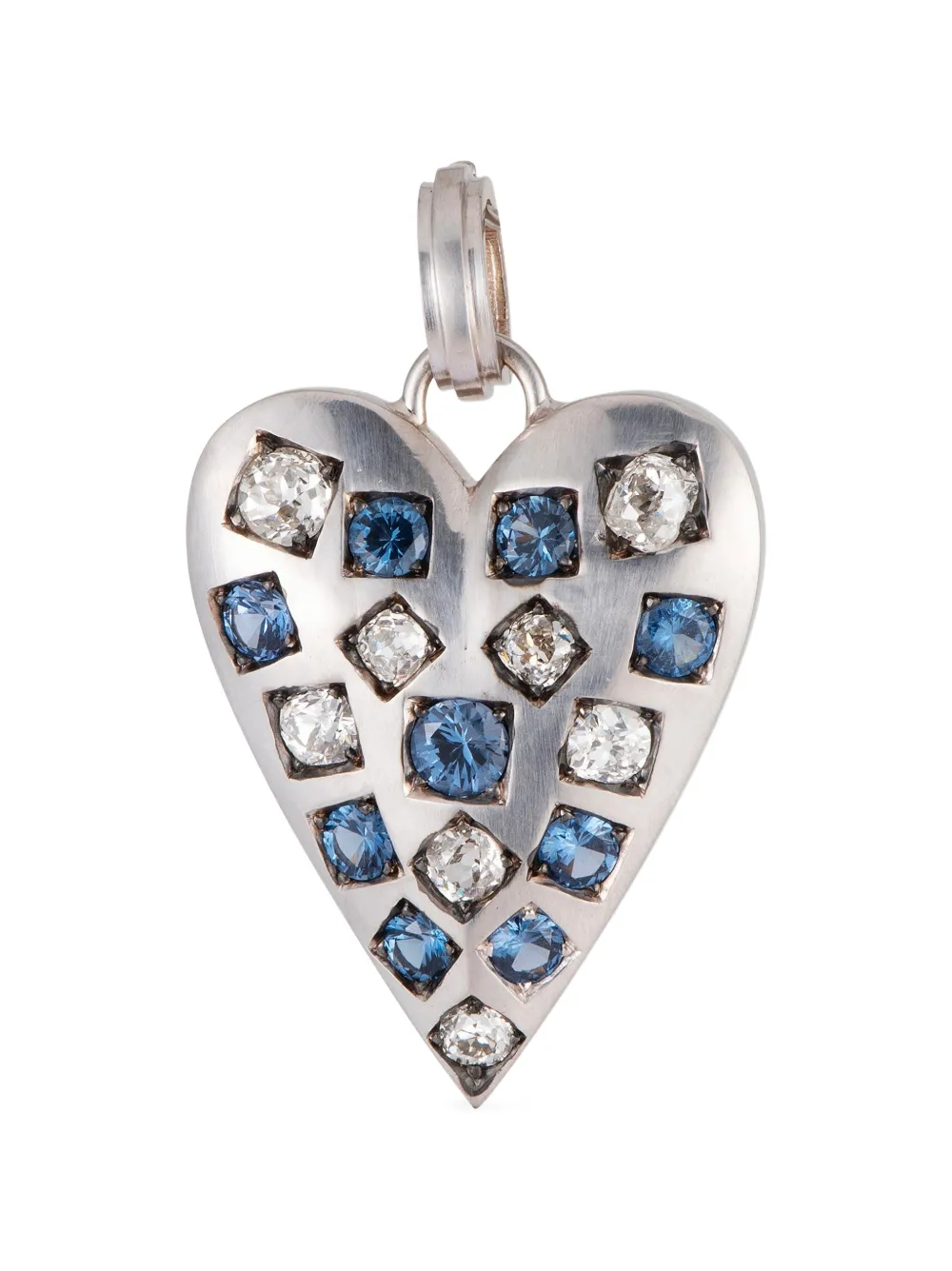 Sylva & Cie diamond and sapphire heart pendant - Argento